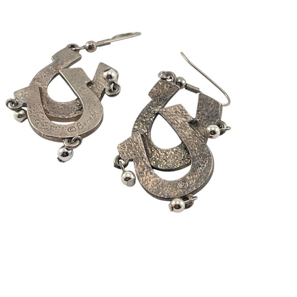 Barse Horse Shoe Dangle Earrings By Barse In Silver & Blue - Picture 3 of 10